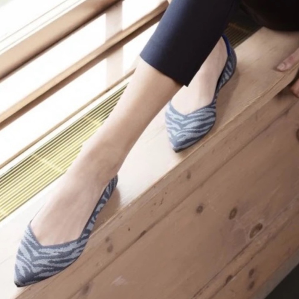 Rothys Zebra Gray Size 9.5 Flat Pointed Woman’s S… - image 1
